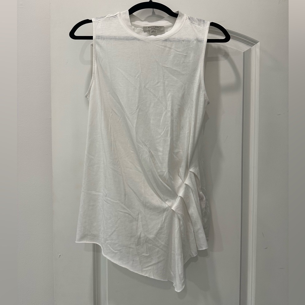 All saints asymmetric t shirt with ruched detailing